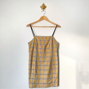 Urban Outfitters Yellow Plaid Mini dress NWOT size medium